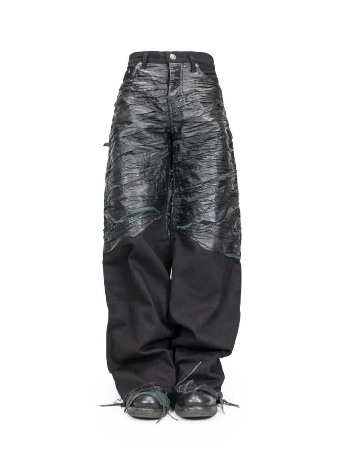 CRUDE LEATHER BAGGY DENIM