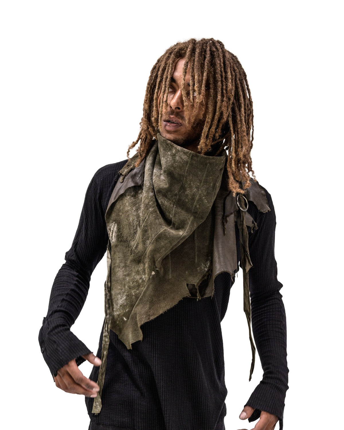 LAMB LEATHER SCARF KHAKI