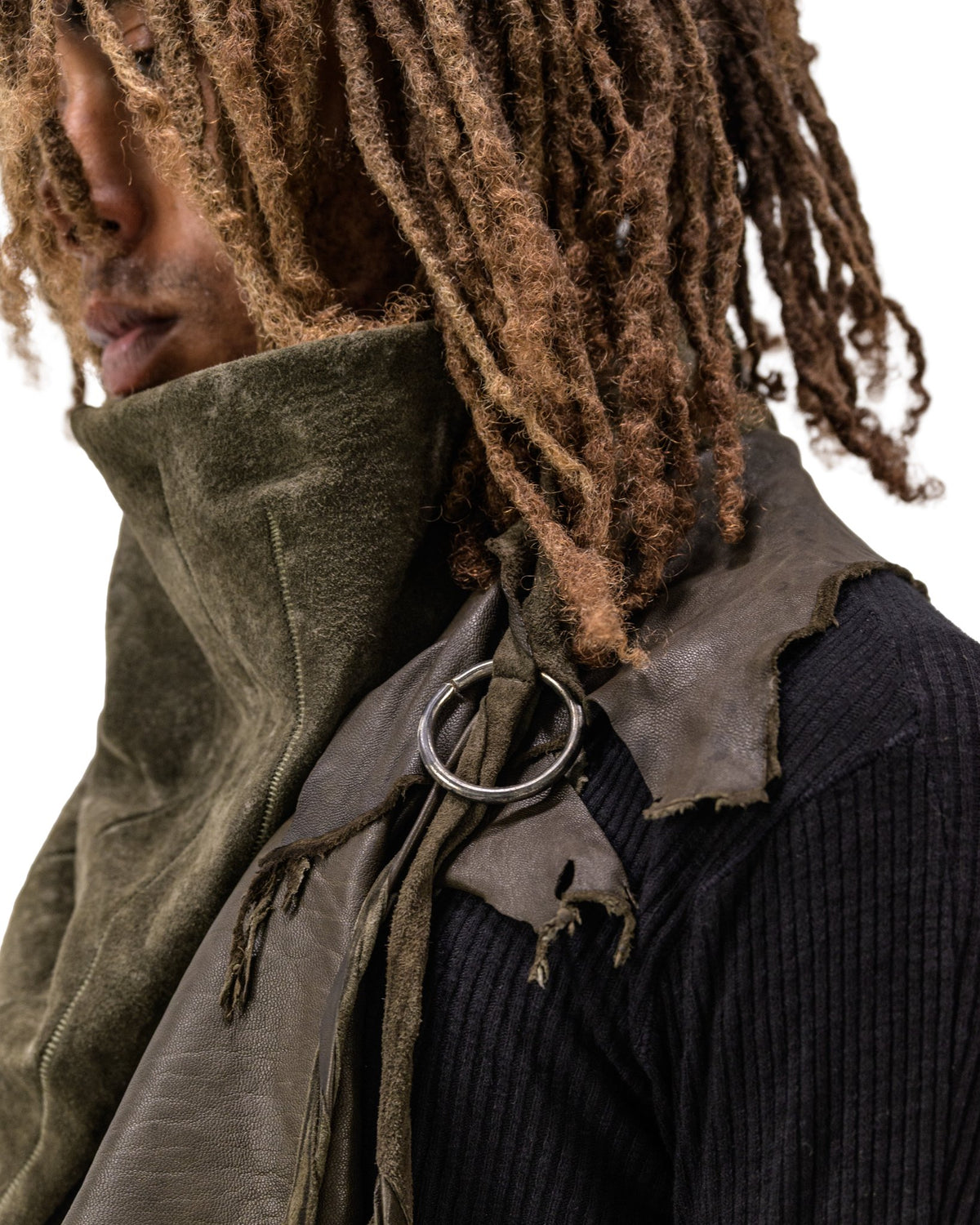 LAMB LEATHER SCARF KHAKI