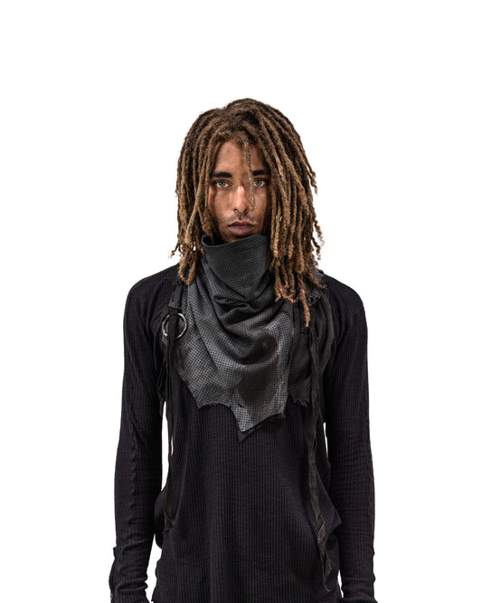 LAMB LEATHER SCARF BLACK PERFORATED