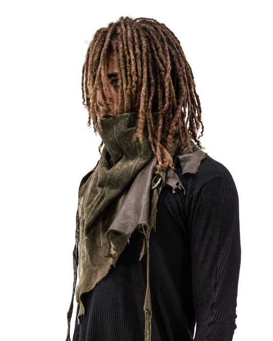 LAMB LEATHER SCARF KHAKI