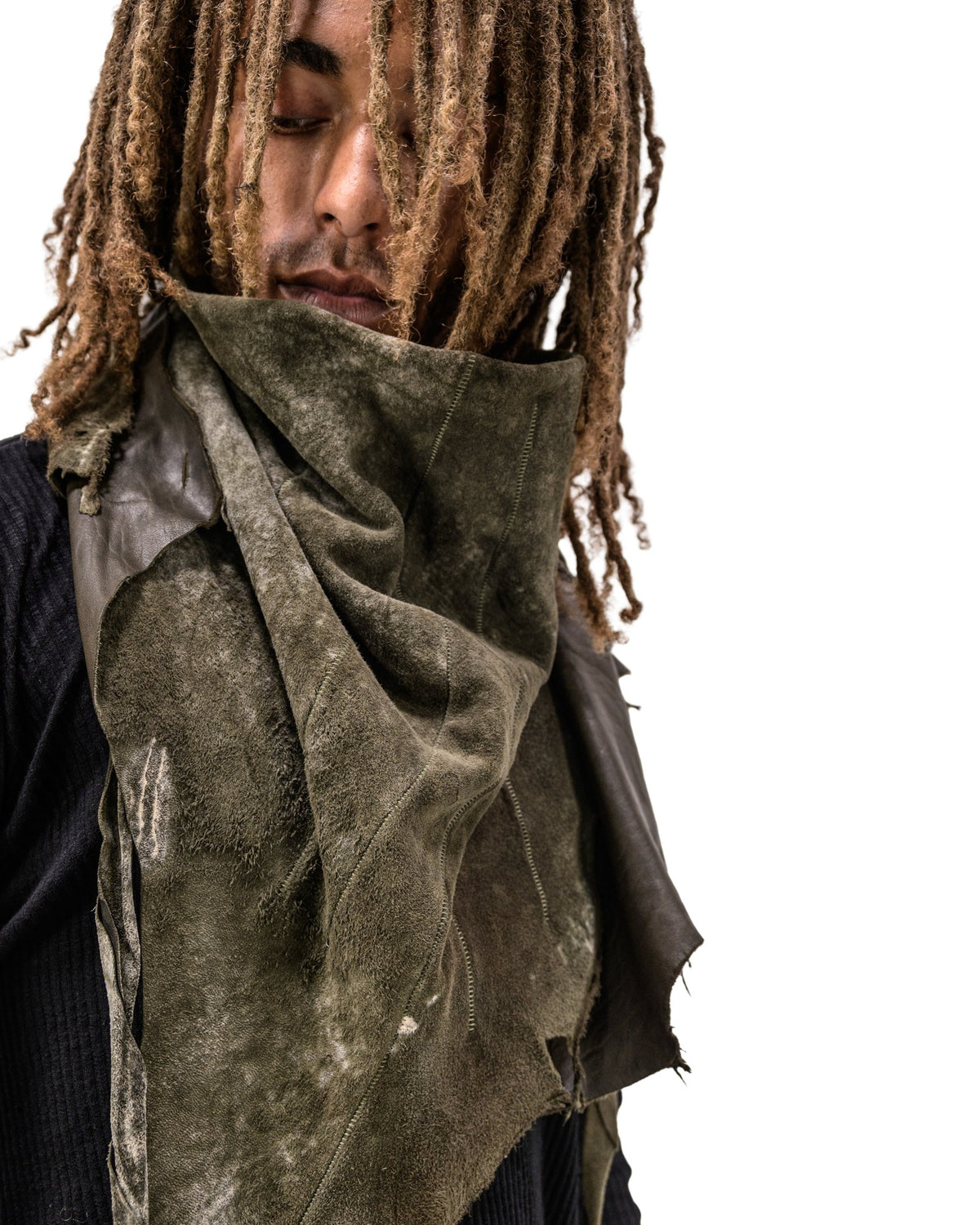 LAMB LEATHER SCARF KHAKI