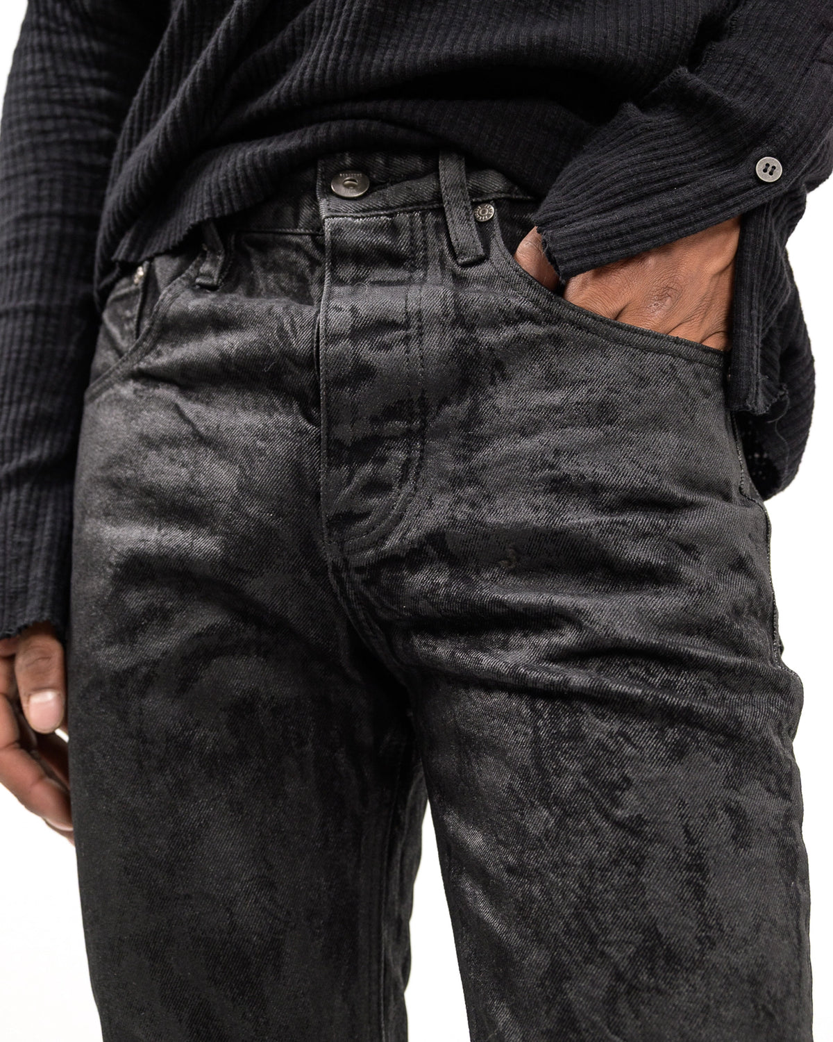 COATED BLACK DENIM