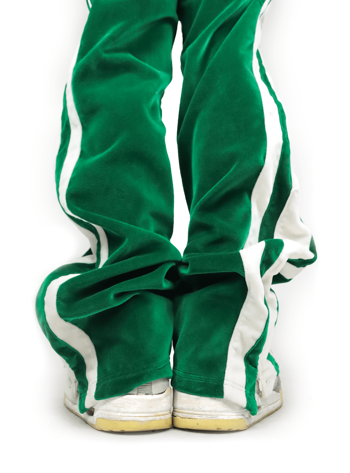 White pants sales with green stripes