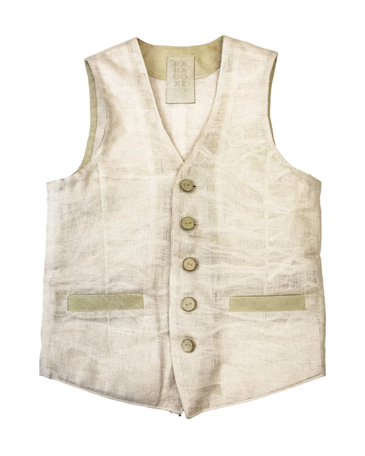 VENOUS NETWORK NO SLEEVE LINEN AND LEATHER