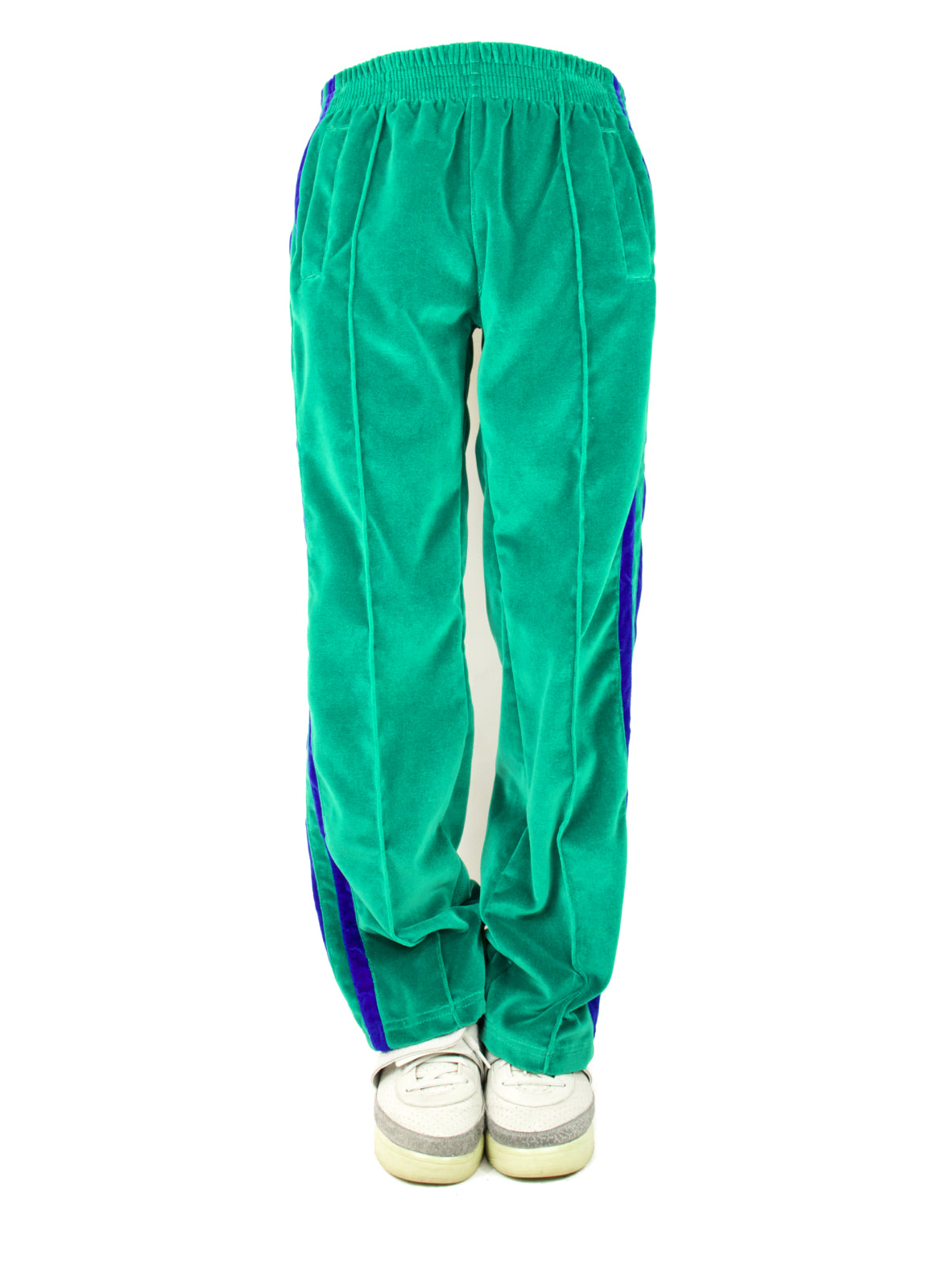 STRIPED VELVET PANTS GREEN/BLUE – Paradoxe Paris