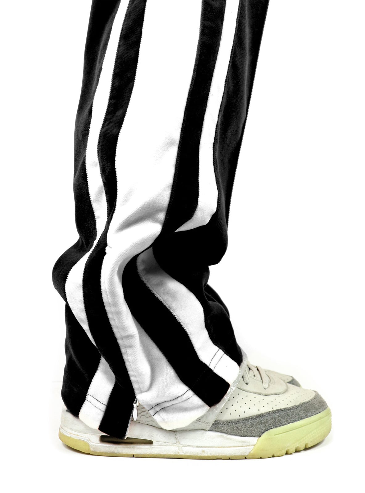 STRIPED VELVET PANTS BLACK/WHITE