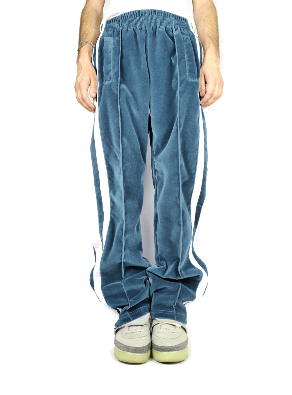 STRIPED VELVET PANTS BLUE/WHITE – Paradoxe Paris